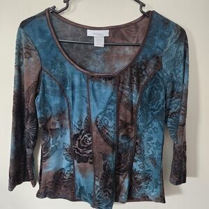 Y2K Vintage Velvet Burnout Whimsigoth Forest Fairy Floral Paisley  Sz XS
